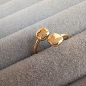 Anti Tarnish Golden Square Ring ~ Adjustable Size