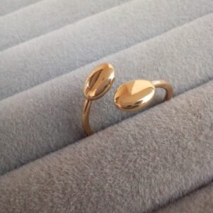 Anti Tarnish Golden Oval Ring ~ Adjustable Size