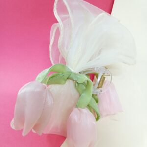TULIP CLAW CLIP ~ BEIGE AND PINK SHADES ~ LARGE SIZE