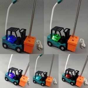 Sharpner and Table Lamp ~ Fork Truck Design ~ Chargeable ~ Pen Holder ~ Orange and Green