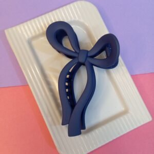 NAVY BLUE BOW CLAW CLIP ~ LARGE