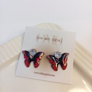 Butterfly Earring ~ Black and Pink
