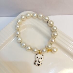 Pearl Bracelet ~ Metal Cute Panda Charm
