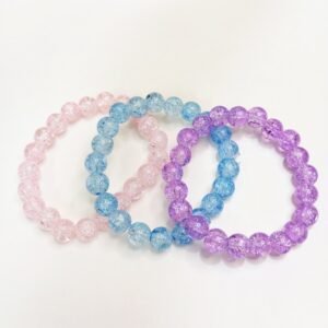 Pack of 3 Crystal Bracelets ~ Lavender, Baby Pink and Blue