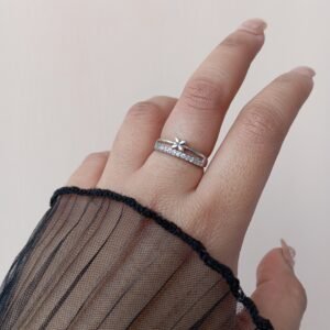 Silver Toned Double Band Ring ~ Anti Tarnish ~ Adjustable Size