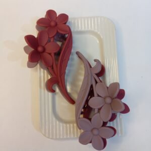 Korean Flower Hair Claw Clip ~ Maroon and Lavender ~ Dual coloured