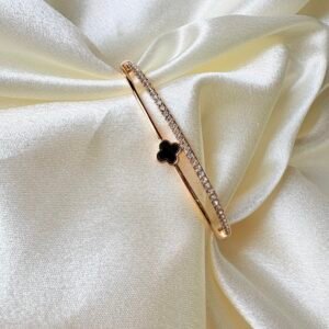 Double-Row Clover Pavé Bangle ~ Anti Tarnish