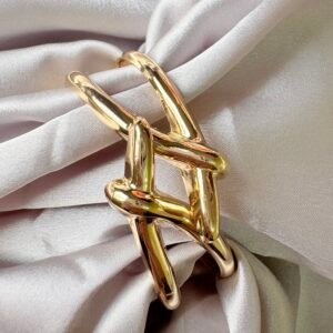 The Aurelia Sculptural Knot Cuff – 18K Gold Plated Interlocking Statement Bangle