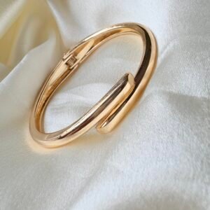 Minimalist Gold Wrap Bangle Bracelet - Polished Gold Plated Hinge Cuff - Elegant Modern Jewelry for Women