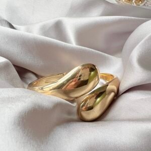 Modern Open Curve Gold Plated Cuff Bangle for Women | Minimal Statement Bracelet ~ Anti Tarnish