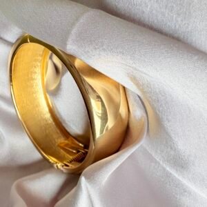 Classic Thick Gold Plated Hinge Bangle Bracelet for Women | Elegant Daily Wear Jewelry