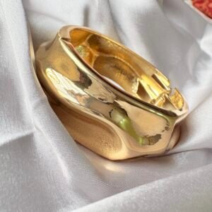 Chunky Gold Plated Sculpted Dome Bangle Bracelet for Women | Trendy Statement Jewelry ~ Anti  Tarnish