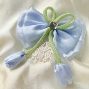 Powder Blue Tulip Bow Clip