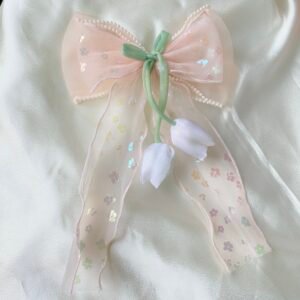 Peach Petal Bloom Tulips Bow