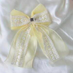 Soft Butter Pearl Lace Bow ~ Large Size