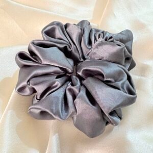 Steel Blue Satin Scrunchie ~ Premium elastic