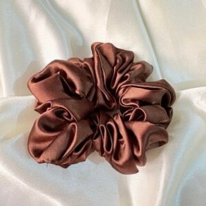 Chocolate Brown Silk Satin Scrunchie ~ Premium elastic