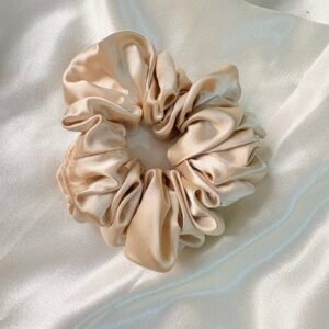 Champagne Gold Silk Satin Scrunchie ~ Premium elastic
