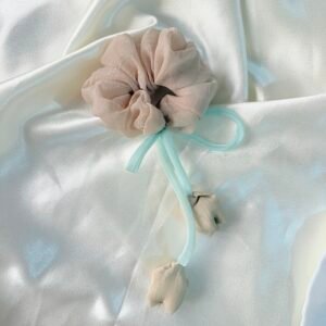 Toasted Vanilla Sheer Floral Pendant Hair Tie