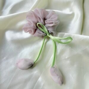 Misty Lilac Whimsical Flower Bud Scrunchie