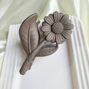 Dusty Sandstone: Matte Floral Sunflower Hair Claw Clips
