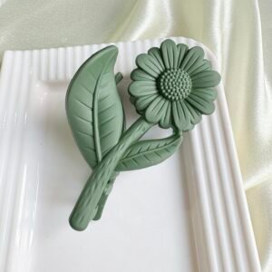 Sage Meadow Green: Non-Slip Matte Flower Hair Clips in Earthy Tones