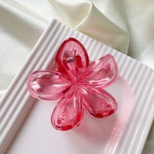 Flower Hair Claw – Ruby Red