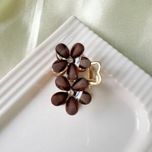 Jeweled Blossom Metal Claw – Smoky Quartz