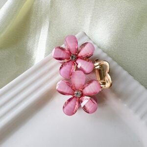 Jeweled Blossom Metal Claw – Champagne Pink