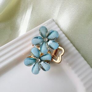 Jeweled Blossom Metal Claw – Sky Blue
