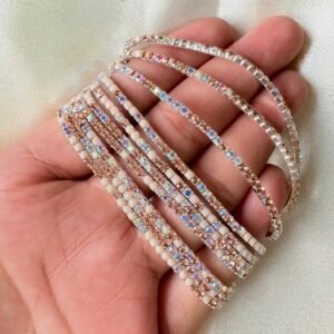 Elastic Pastel Crystal Bracelet Bangles for Women ~ Pack of 10