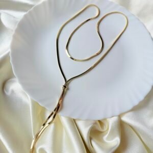 Minimalist 18K Gold Plated Lariat - Adjustable Snake Chain Necklace - Elegant Drop Pendant for Her