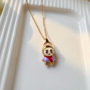 Cute Enamel Bunny Doll Pendant Necklace ~ Anti Tarnish