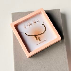 Gold Snake Pendant Herringbone Chain Necklace ~ Anti Tarnish