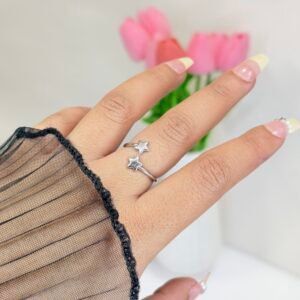 Double Star Wrap Silver Ring