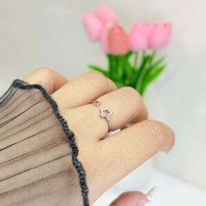 Outlined Star Open Silver Ring