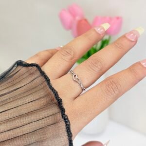 Beaded Heart Silver Band Ring
