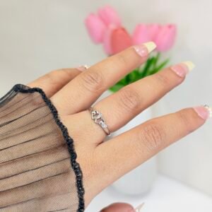 Linked Twin Hearts Silver Ring