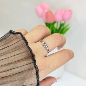 Linked Twin Hearts Silver Ring