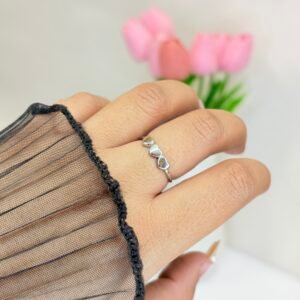 Triple Love Heart Silver Ring