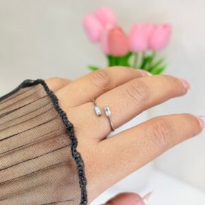 Baguette Twin Crystal Silver Ring