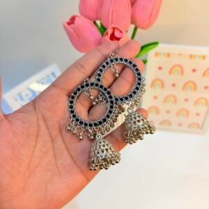 Noor-e-Raat Oxidised Hoop Jhumki