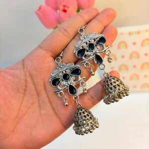 Black Bloom Statement Jhumkas