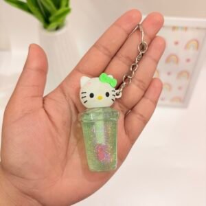 Minty Glow Kitty Green Glitter Lip Gloss Keychain for Girls 🍏