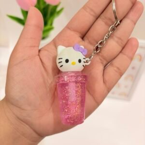 Berry Blush Kitty Hot Pink Glitter Lip Gloss Keychain for Girls 💗