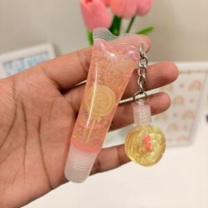 Sunshine Yellow Dual Lip Gloss Bottle with Keychain (Yellow Round)