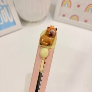 Sleepy Capybara Mini Utility Paper Cutter – Peach