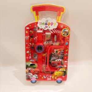 Kids Car Theme Stationery Gift Set with Digital Watch & Wallet – Red School Combo Pack