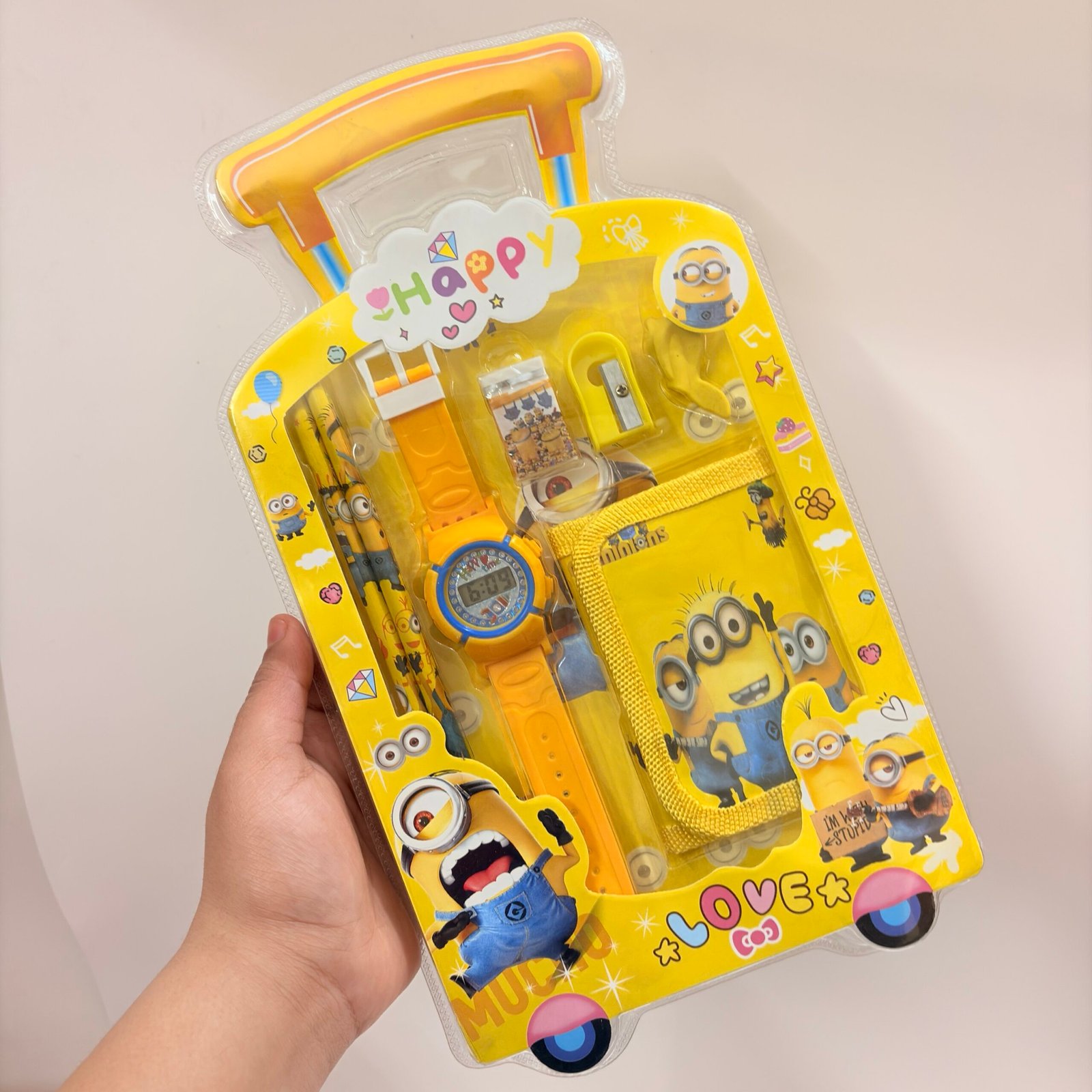 Minions Character 6-in-1 Stationery Gift Set for Kids - Yellow Trolley Style