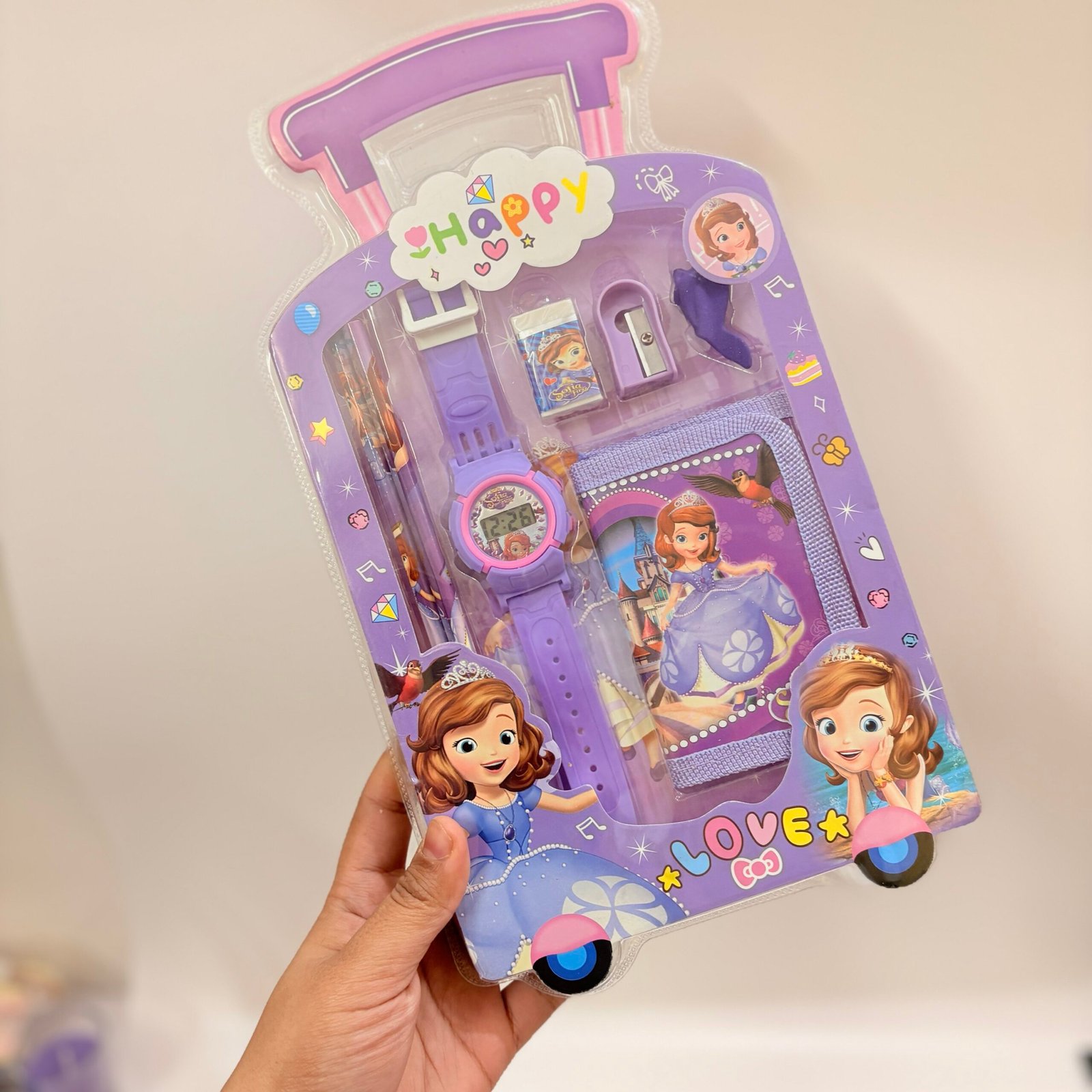 Disney Sofia the First Stationery Set with Digital Watch & Wallet - Purple Princess Edition